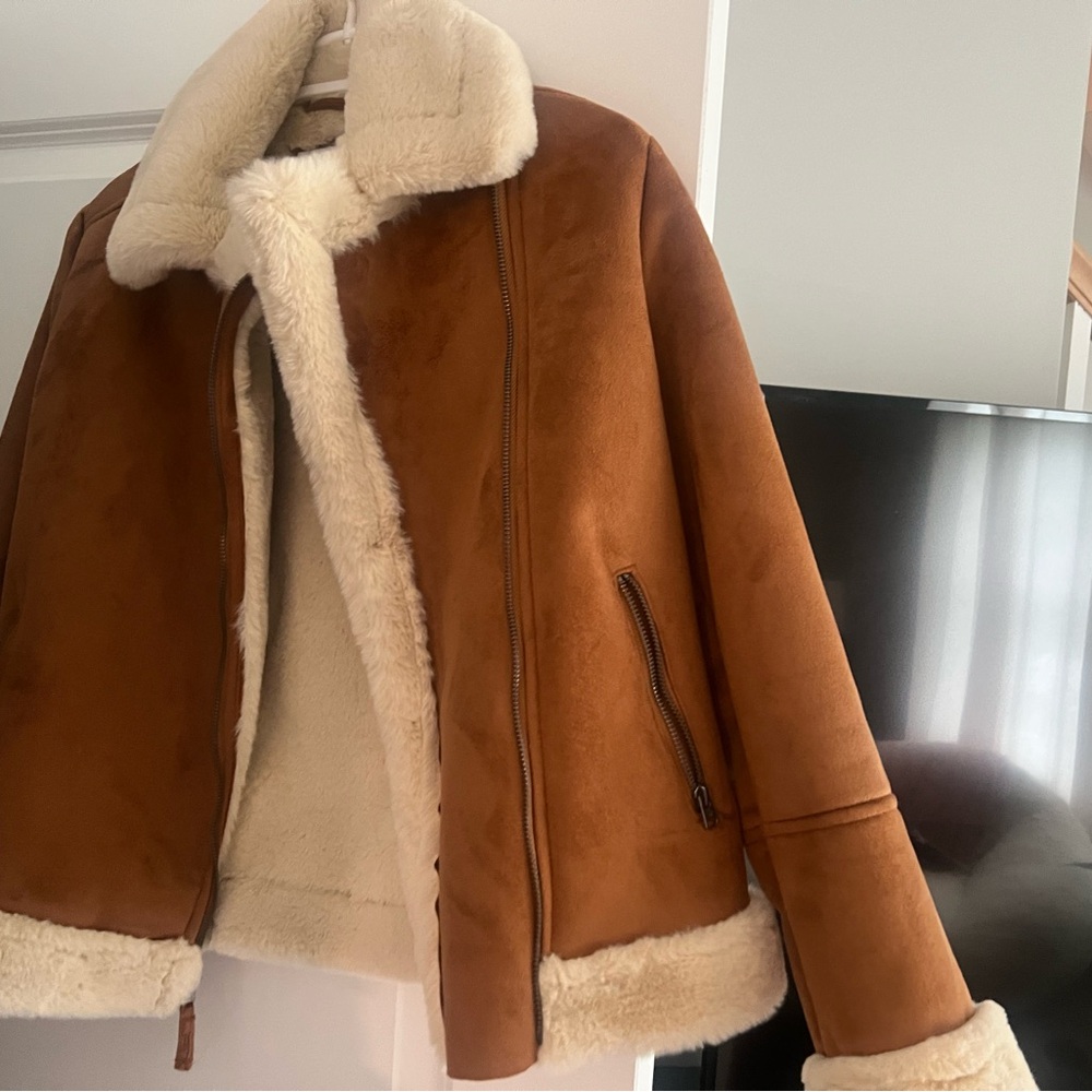 Abercrombie Kids Tan Teddy Jacket with Cream Shearling new without tags